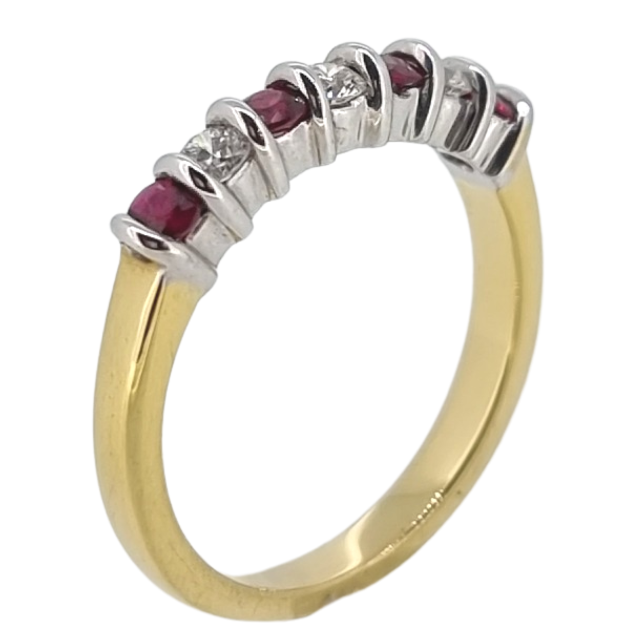 Mike Taylor Hand Crafted 18ct Gold Ruby and Diamond 7 Stone Bar Set ...