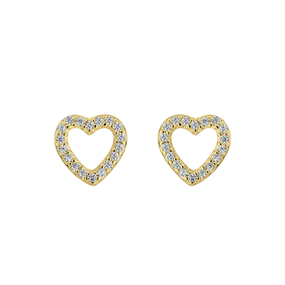 Dew Golden Pavé CZ Heart Outline Stud Earrings – ONLINE EXCLUSIVE ...